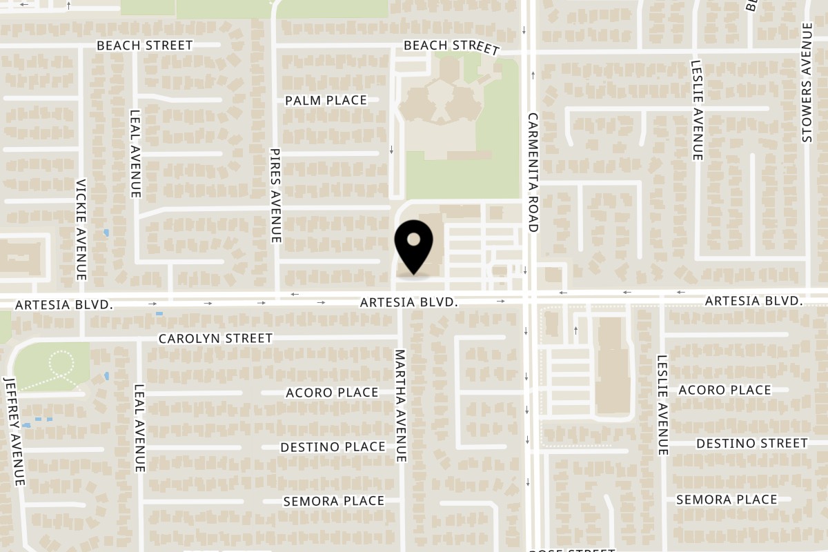 Map showing the location of Somunnan Korean Restaurant on 13303 Artesia Blvd in Cerritos
